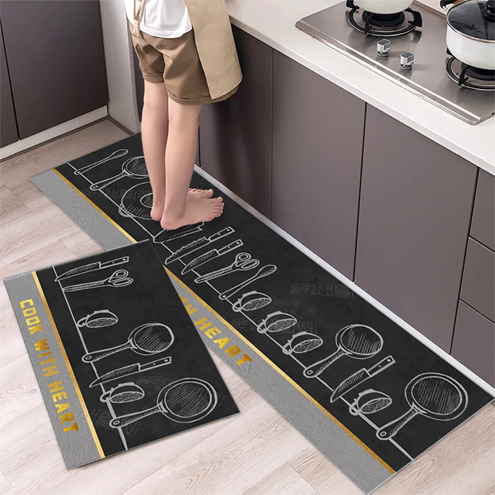 Non-Slip Velvet Kitchen Runner Mat – Absorbent Long Floor Rug