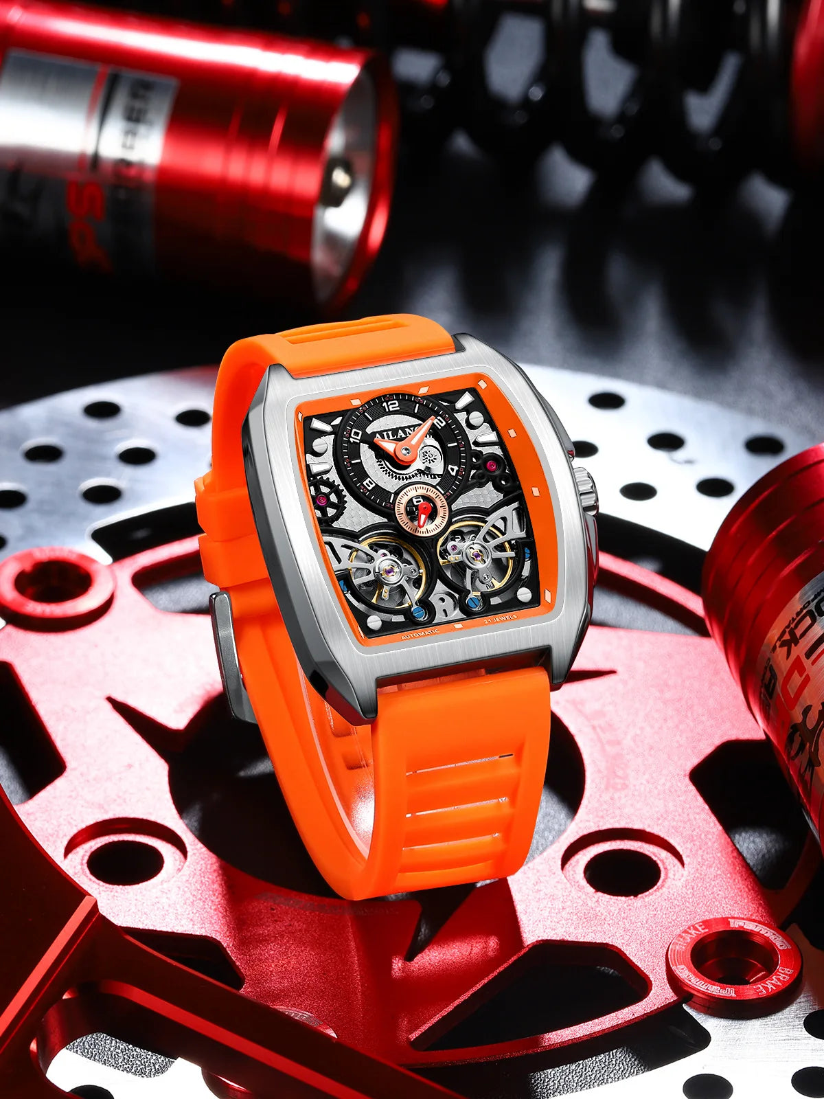 AILANG Men's Double Tourbillon Automatic Watch – Silicone Strap, Luminous