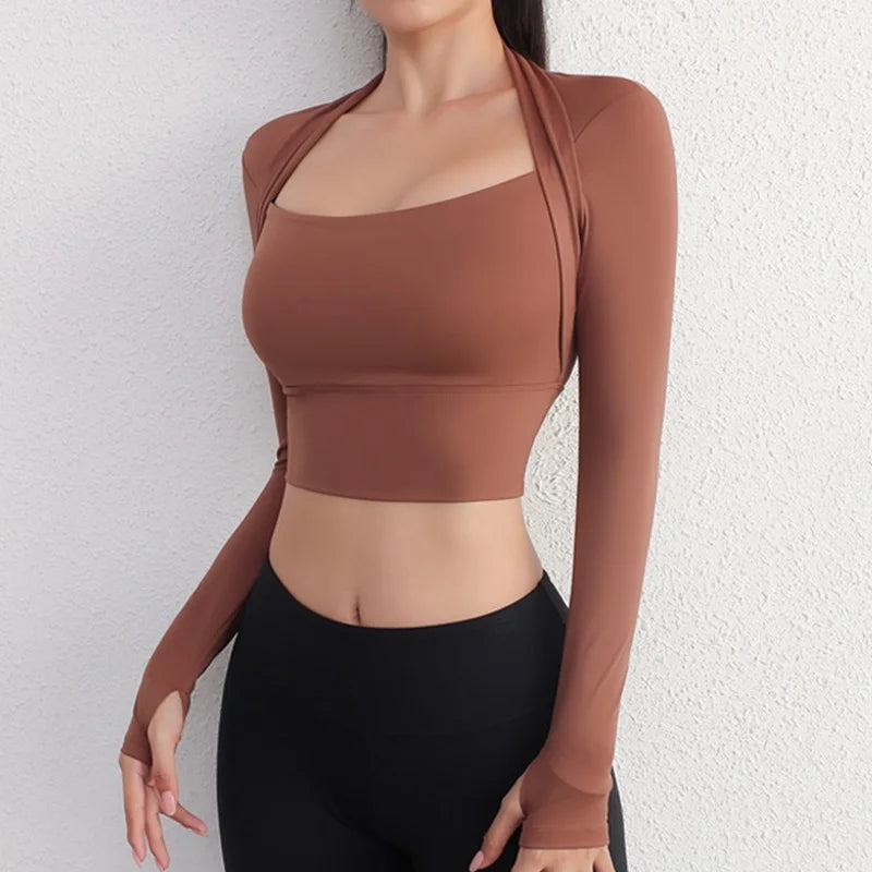 Cloud Hide Long-Sleeve Workout Crop Top – Sculpting Gym Top for Women