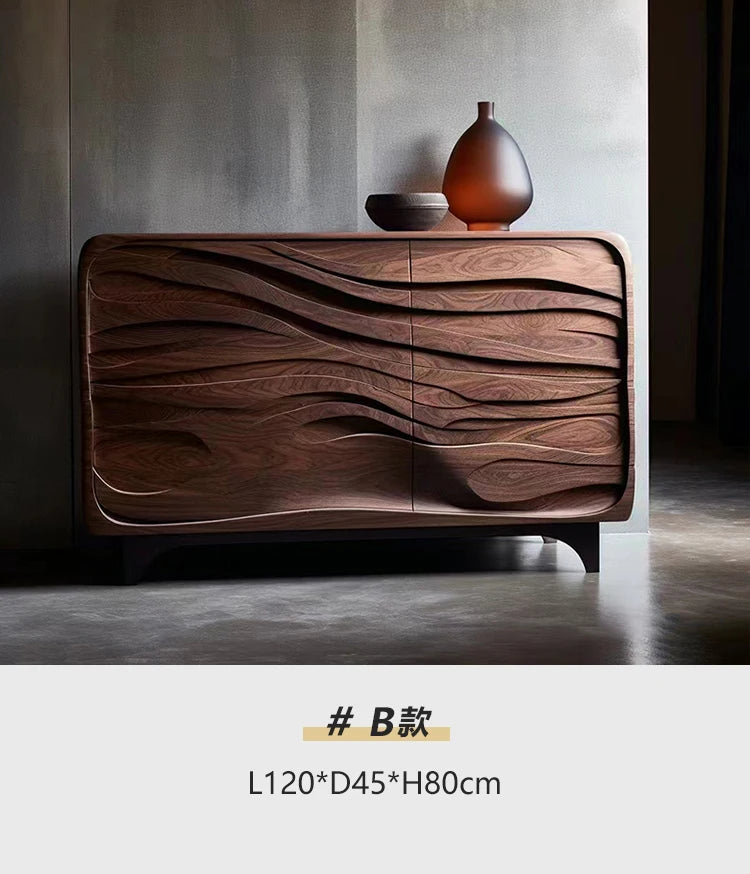 Black Walnut Entrance Cabinet — Nordic Retro Designer Hallway Console