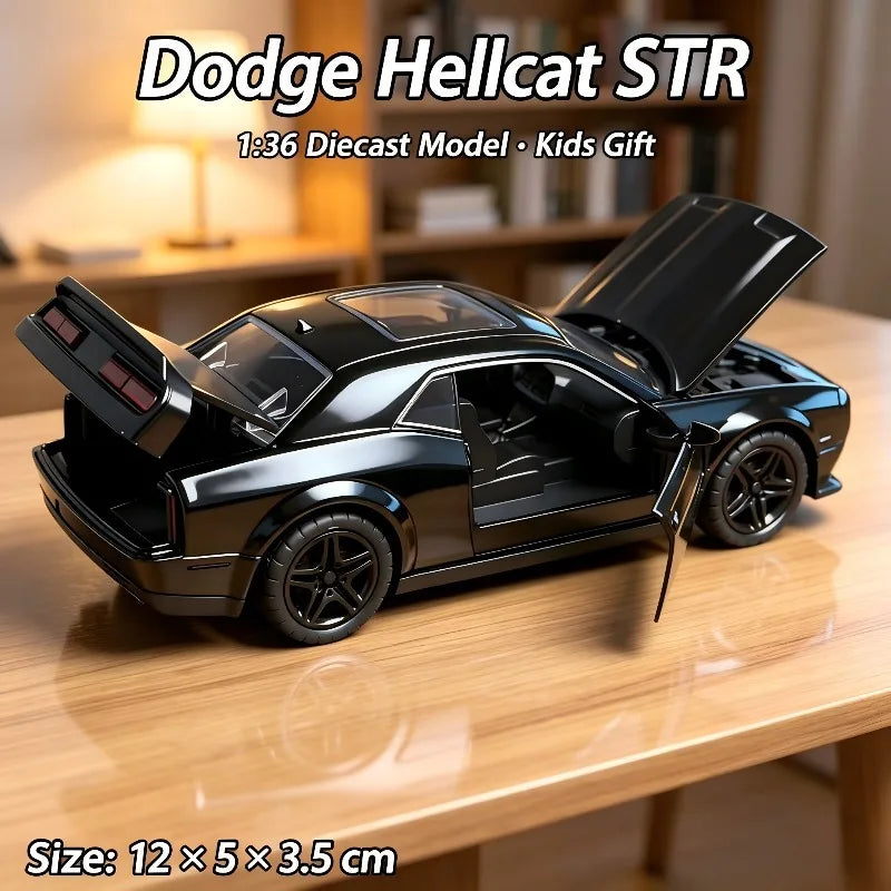Hellcat 1:36 Diecast Model Car – Pull-Back Toy with Opening Doors