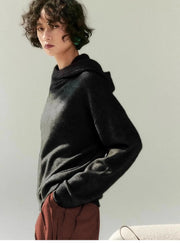 Women's Grey Hooded Cashmere-Blend Pullover – Warm Winter Jumper