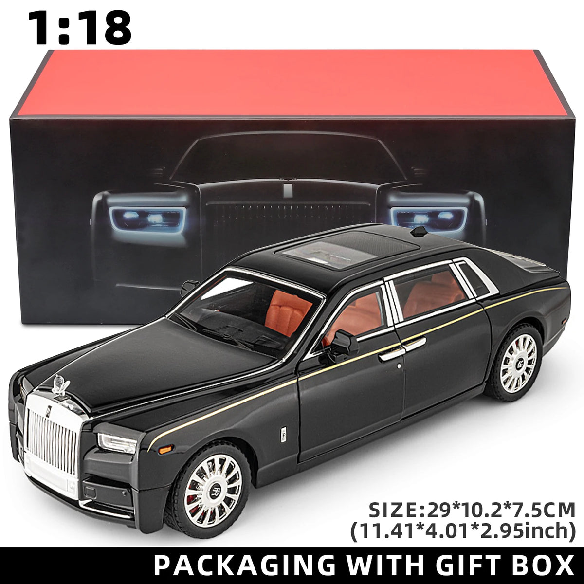 Rolls-Royce Phantom 1:18 Diecast Model – Pull-Back Car, Sound & Light