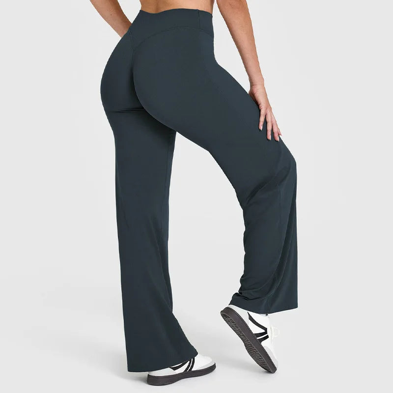 VEQKING Women's High-Waist Yoga Pants – Stretch Straight-Leg Trousers