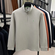 Men's Half-Zip Pony Embroidery Pullover – Stand-Collar Casual Top
