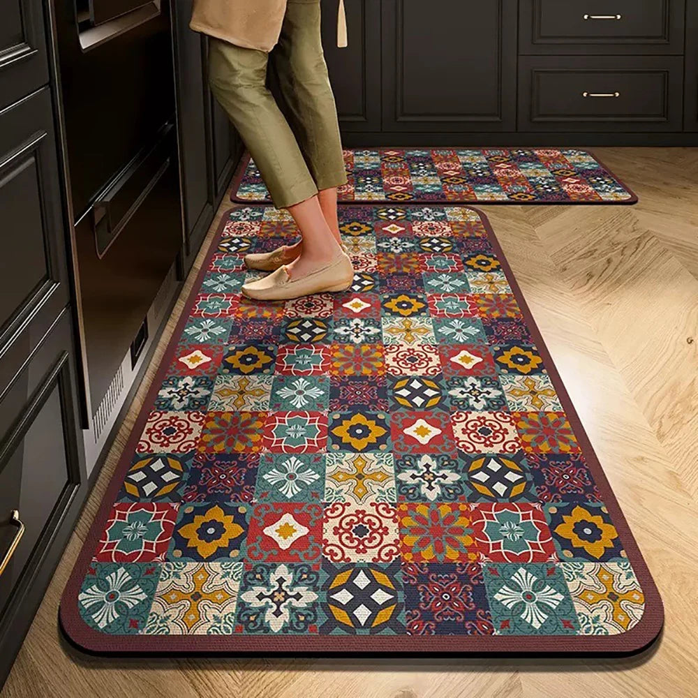 Non-Slip Velvet Kitchen Runner Mat – Absorbent Long Floor Rug