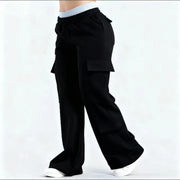 Women's Wide-Leg Cargo Pants – Elastic Waist with Large Pockets