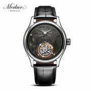 Merkur Men's Tourbillon Skeleton Watch – Sapphire, Transparent, 42mm