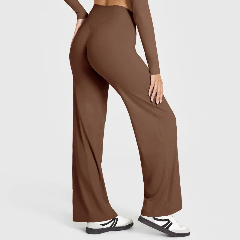 VEQKING Women's High-Waist Yoga Pants – Stretch Straight-Leg Trousers