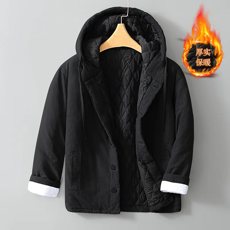 Men's Thick Hooded Padded Winter Jacket – Warm Vintage-Style Coat