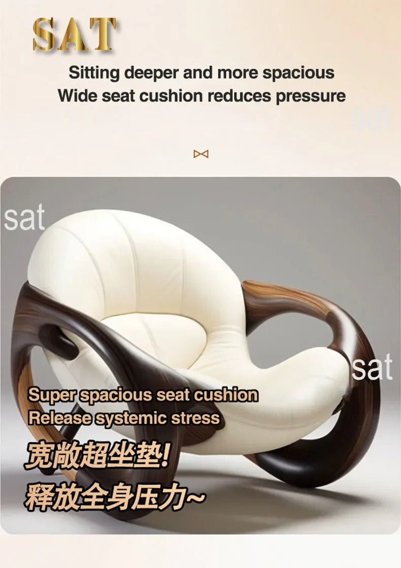 Black Walnut Lounge Chair — Solid Wood Lazy Armchair, 800 x 1000 x 800mm - photo 5
