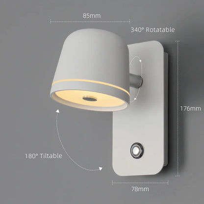 Aisilan LED Dimmable Wall Lamp with touch Switch Adjust Brightness and 3-CCT Rotation Wall reading Sconce for Bedside bedroom
