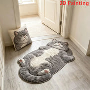 Cat-Shaped Plush Area Rug – Soft Cartoon Floor Mat for Bedroom & Living Room