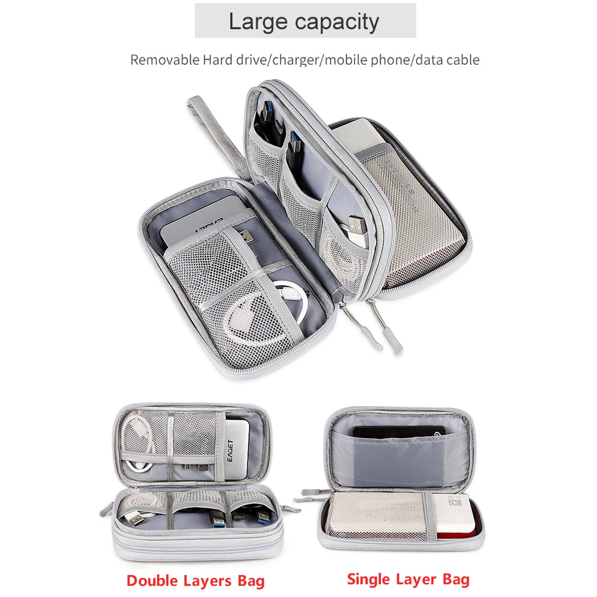 Waterproof Cable Organiser Bag – Travel Case for Chargers & Cords
