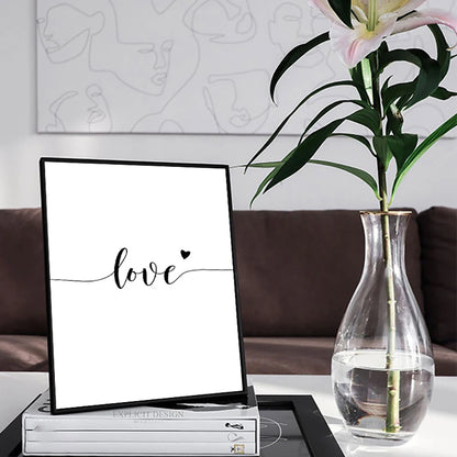 Black White Style Sweet Love Wall Art Canvas Poster Minimalist Hand In Hand Print Painting Picture For Living Room Bedroom Decor