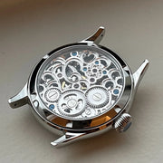 Merkur Men's Skeleton Tourbillon Watch – Sapphire, Engraved, Black
