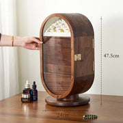 Solid Wood Jewellery Box with Mirror – Rotating Multifunctional Storage Cabinet