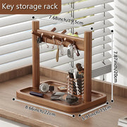 Retro Wooden Key Hanging Rack – Entrance Organiser with Watch & Glasses Display