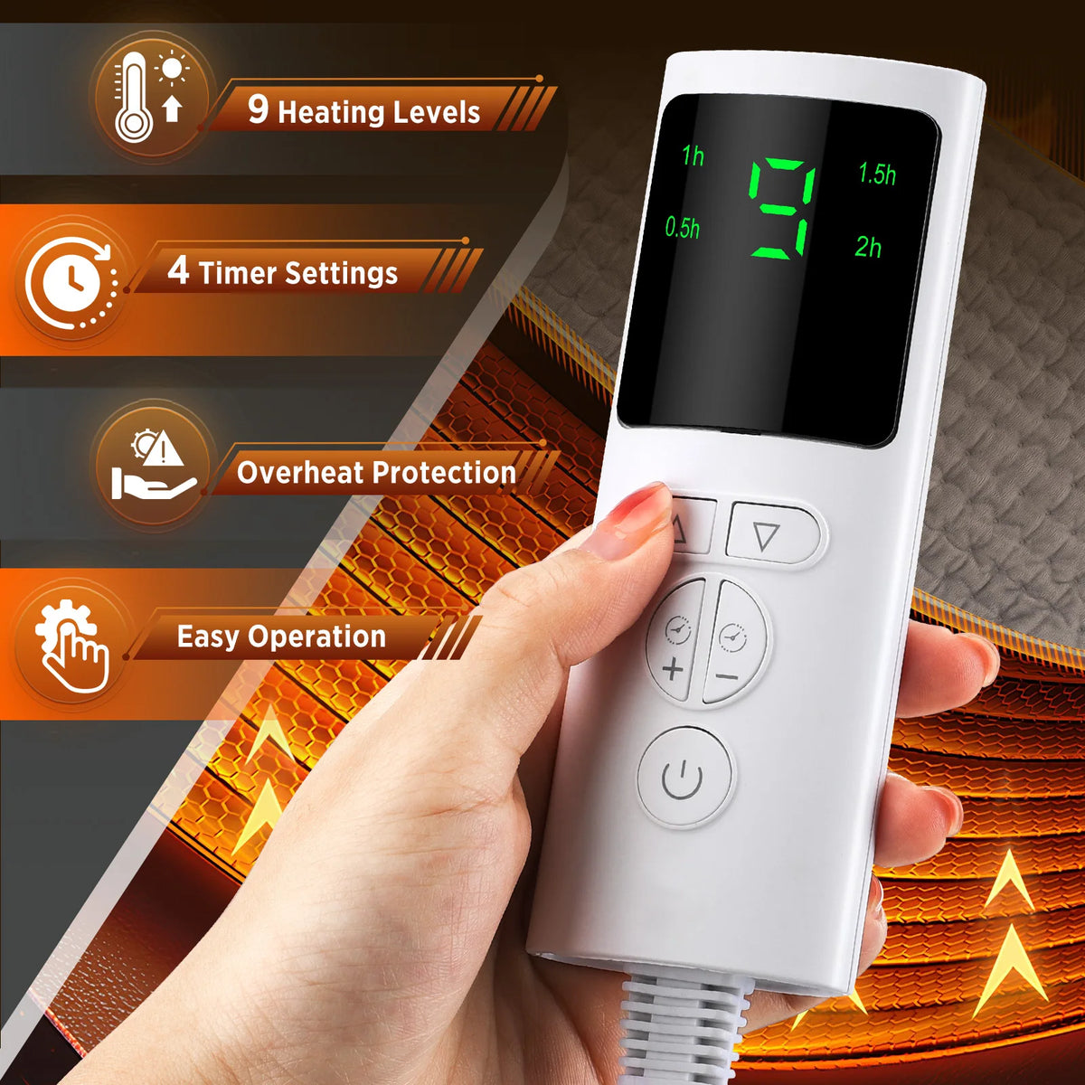 Electric Heated Waist Belt – 9 Heat Levels, Lumbar & Back Warmer