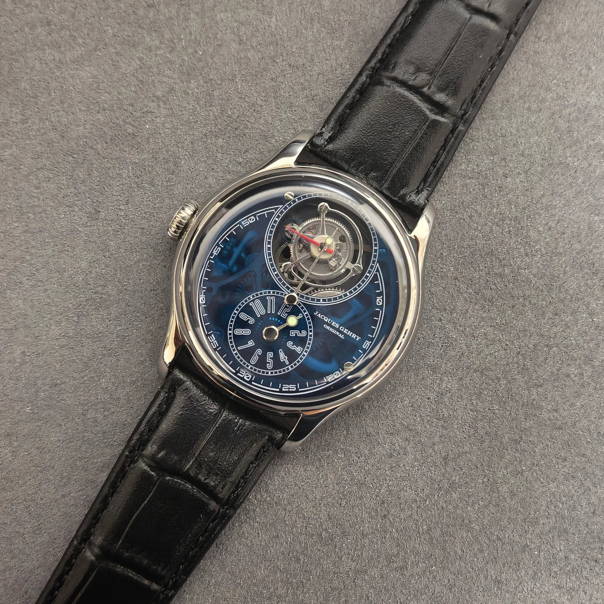 Jacques Genry Men's Tourbillon Watch – 42mm, Left Crown, Skeleton Dial