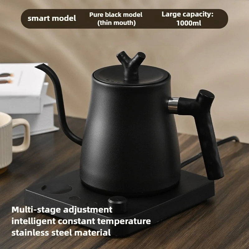 Smart Gooseneck Electric Kettle, Pour Over Coffee Tea, Temp Control & Hold, 1L 304 Stainless Steel,Matte Black 110V/220V