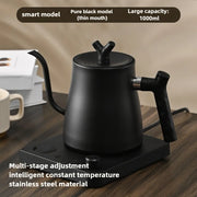 Smart Gooseneck Electric Kettle, Pour Over Coffee Tea, Temp Control & Hold, 1L 304 Stainless Steel,Matte Black 110V/220V