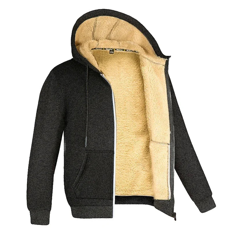 Men's Vintage Polar Wool Winter Jacket – Thick Warm Zip-Up Coat