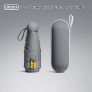 Mini Anti-UV Umbrella – Compact Sun & Rain Protection, 6 Reinforced Ribs