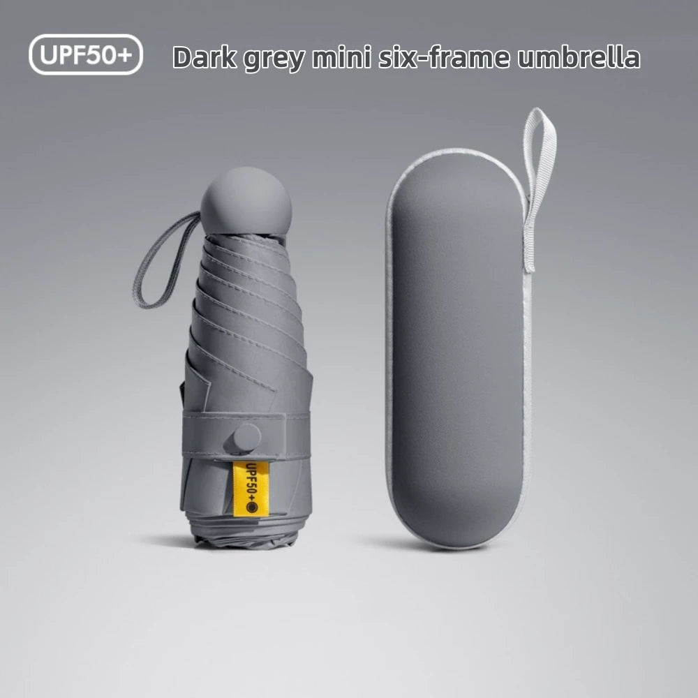 Mini Anti-UV Umbrella – Compact Sun & Rain Protection, 6 Reinforced Ribs