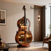 Cello Wine Cabinet — Black Walnut Display Cabinet with Glass Doors