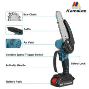 Kamolee 24V Brushless Mini Chainsaw – Cordless Wood Pruning Saw