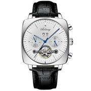 AILANG Men's Automatic Mechanical Watch – Hollow Dial, Calendar, Leather Strap