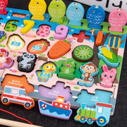 7-in-1 Wooden Learning Board & Magnetic Fishing Game