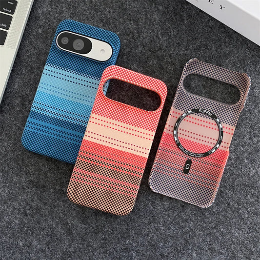 Luxury Carbon Fibre Stripe Sunset Series Wireless Charging Magnetic For Magsafe Cases For Google Pixel 9 8 7 Pro XL Cloth Cover