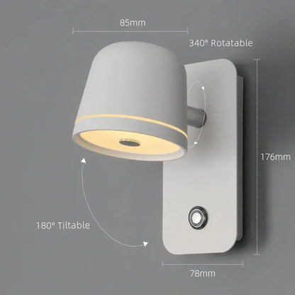 Aisilan LED Dimmable Wall Lamp with touch Switch Adjust Brightness and 3-CCT Rotation Wall reading Sconce for Bedside bedroom