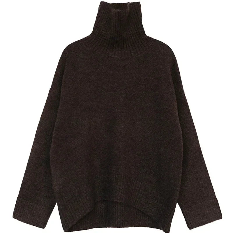 CHIC VEN Women's Loose Turtleneck Jumper – Warm Knitted Winter Sweater