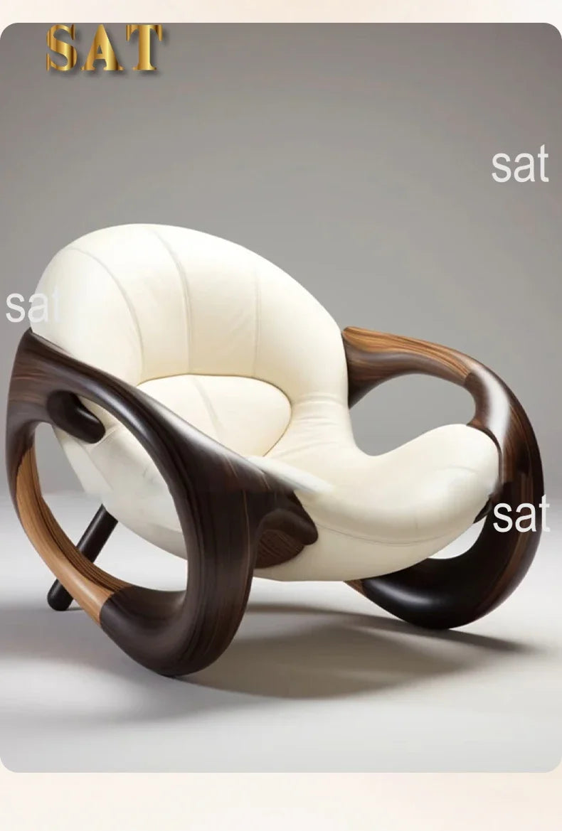 Black Walnut Lounge Chair — Solid Wood Lazy Armchair, 800 x 1000 x 800mm