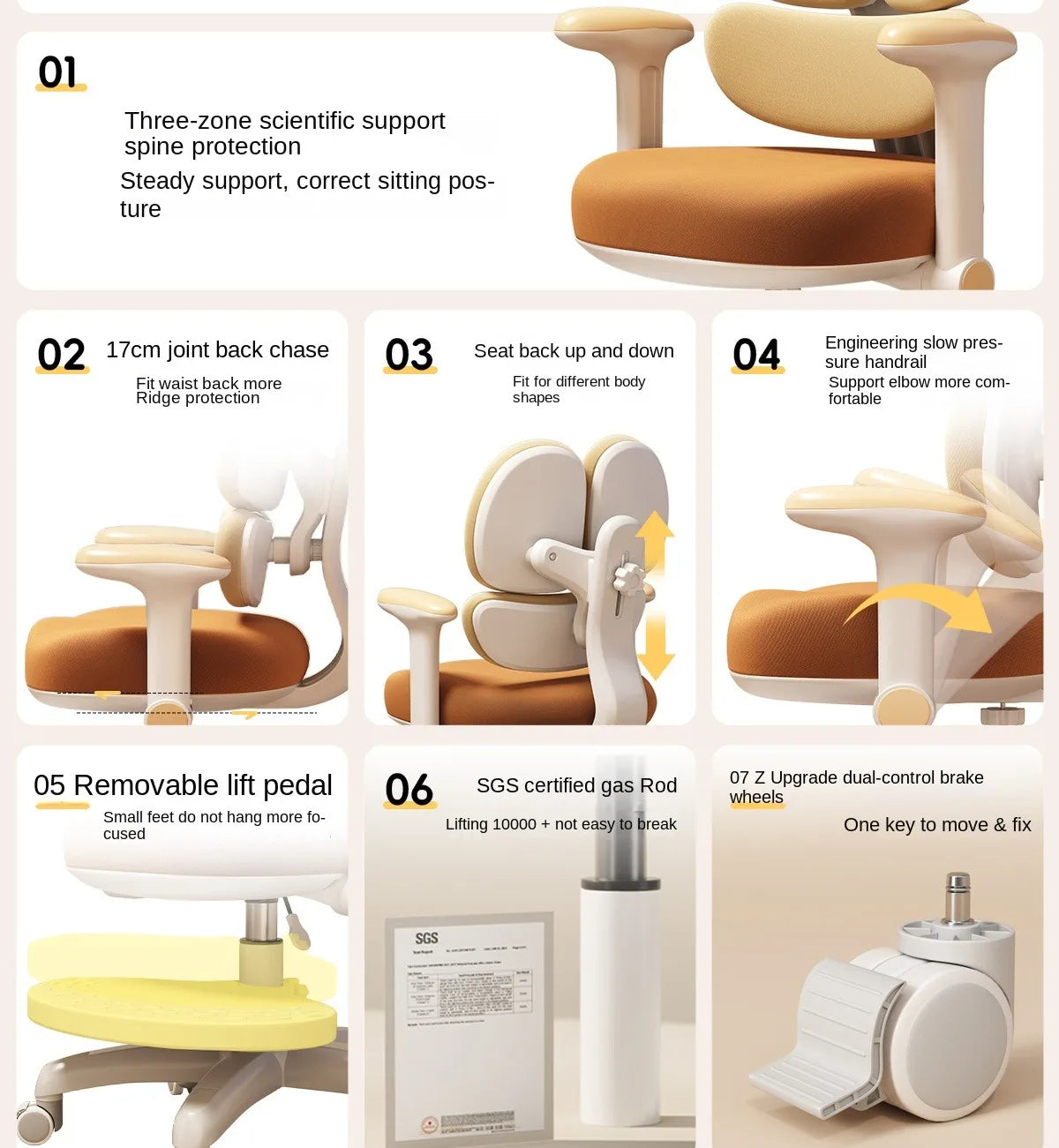 Children's Study Chair to Correct Sitting Posture of Primary School Students can Lift the Seat HomeBackrest Desk Writing Chair