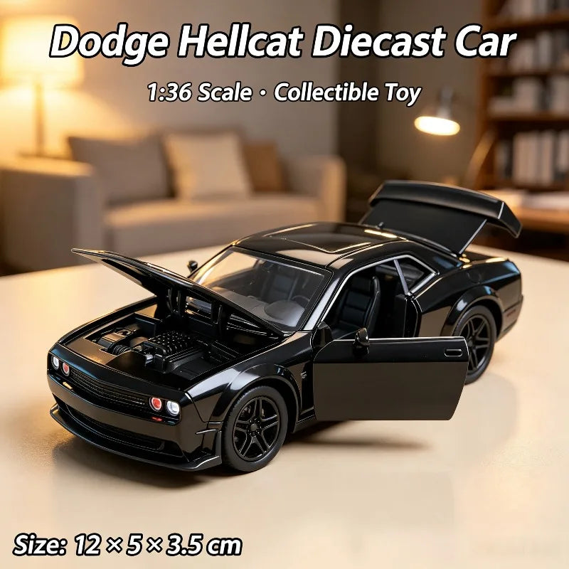 Hellcat 1:36 Diecast Model Car – Pull-Back Toy with Opening Doors