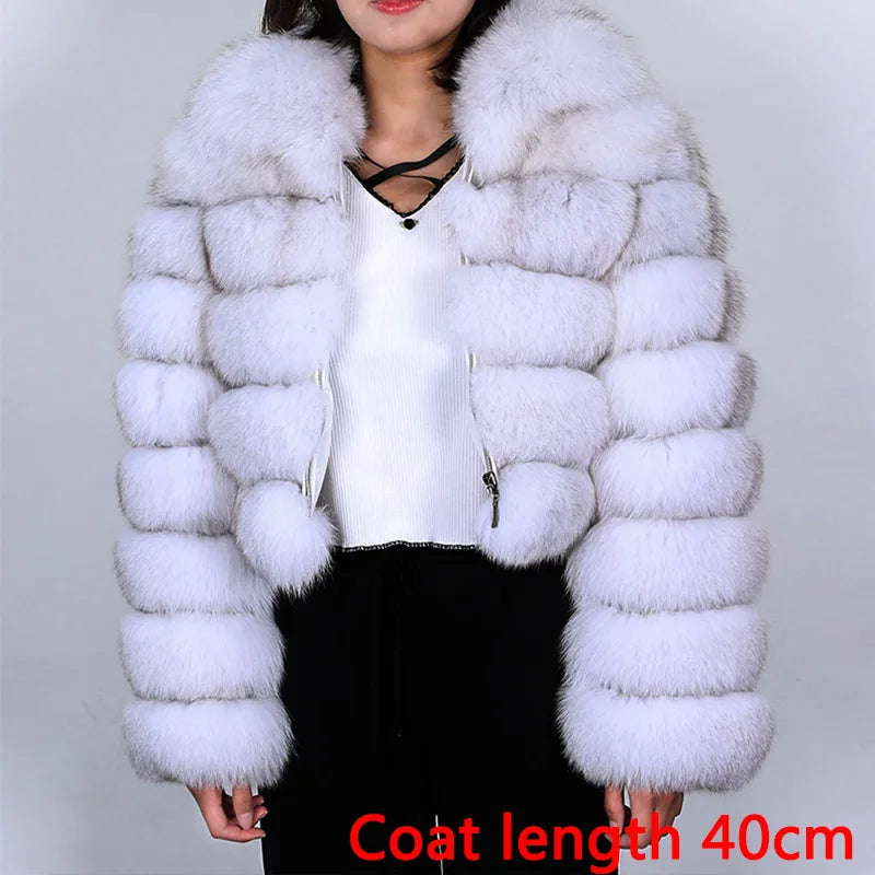 MAOMAOKONG Women's Real Fox Fur Coat – Luxury Winter Jacket