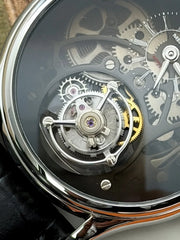 Merkur Men's Tourbillon Skeleton Watch – Sapphire, Transparent, 42mm