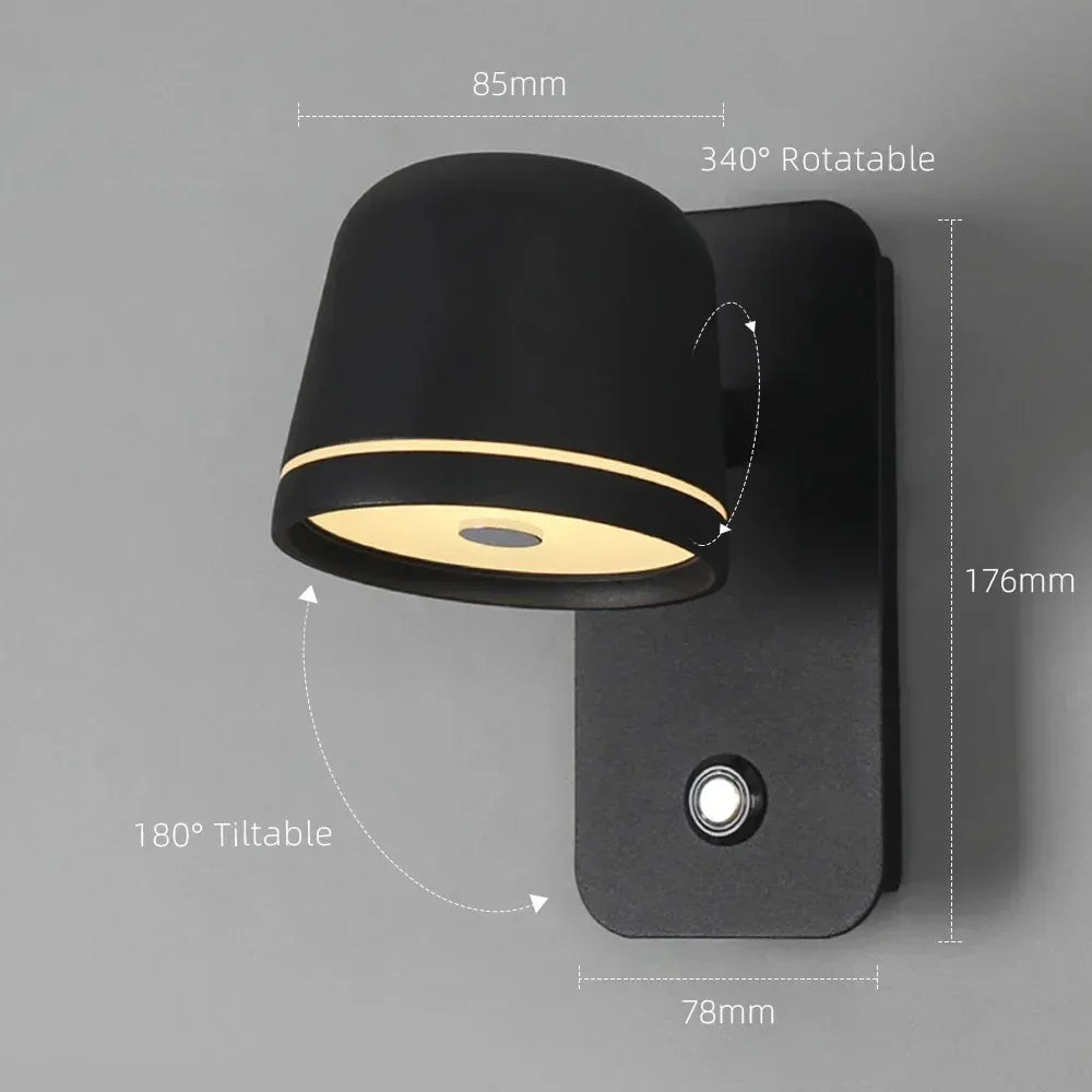 Aisilan LED Dimmable Wall Lamp with touch Switch Adjust Brightness and 3-CCT Rotation Wall reading Sconce for Bedside bedroom