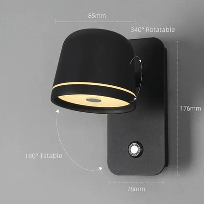 Aisilan LED Dimmable Wall Lamp with touch Switch Adjust Brightness and 3-CCT Rotation Wall reading Sconce for Bedside bedroom