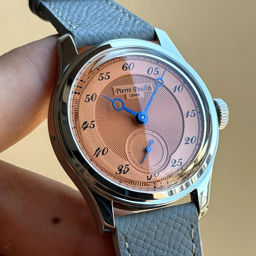 Pierre Paulin Men's Salmon Dial Watch – Hand-Wound, Vintage, 38mm