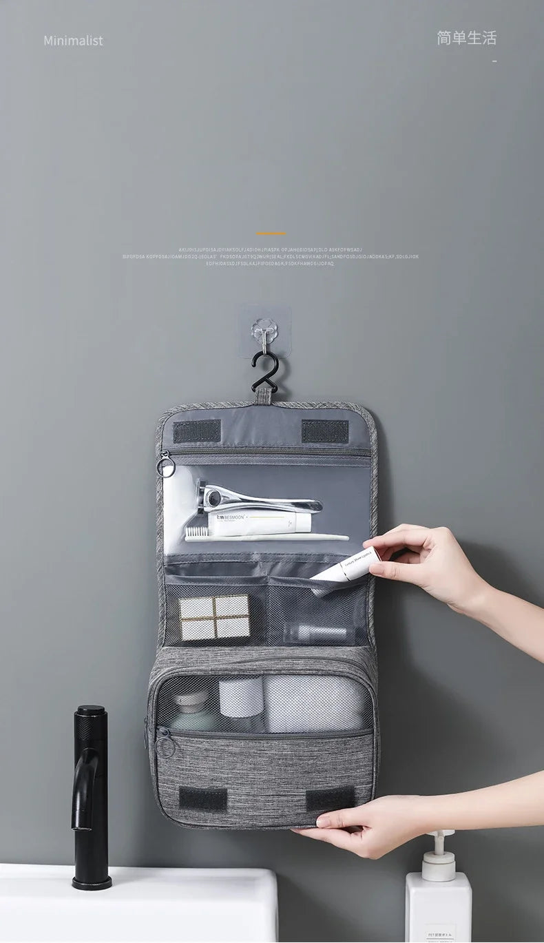 Hanging Travel Wash Bag – Waterproof Toiletries Organiser, Oxford Fabric