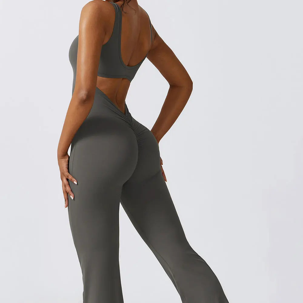 Women's Gym Jumpsuit Set – Yoga Sportswear Romper with Push-Up Support