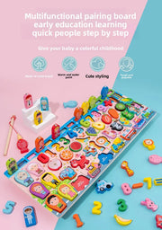 7-in-1 Wooden Learning Board & Magnetic Fishing Game