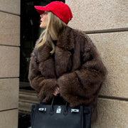 Neo Mint Women's Oversized Faux Fur Coat – Gradient Fluffy Winter Jacket