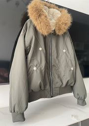 ZAROY Fur-Collar Hooded Parka – Thick Padded Y2K Winter Coat