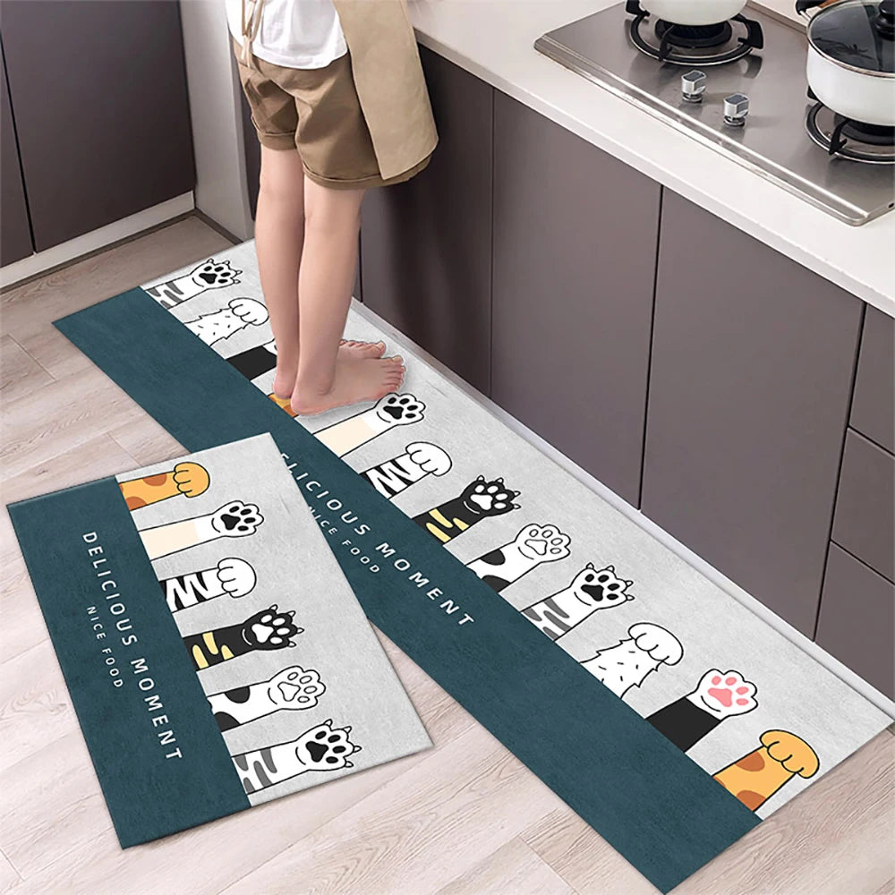 Non-Slip Velvet Kitchen Runner Mat – Absorbent Long Floor Rug